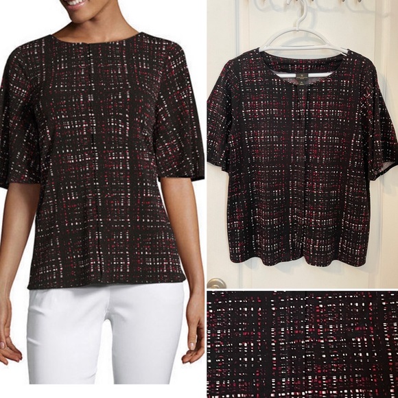 WORTHINGTON PETITE SHORT SLEEVE, ROUND NECK, CAREER KNIT TOP. Great UC - Picture 2 of 16